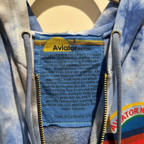 Aviator Nation Hamptons Logo Tie-Dye Full Zip Hoodie size small